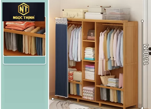 Tủ quần áo đơn giản có rèm kéo